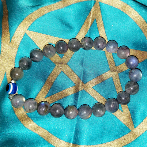 Labradorite Evil Eye Stackable Stretch Bracelet