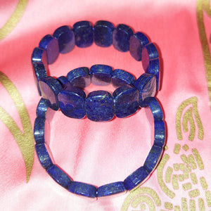 Lapis Lazuli Double Hole Tile Strand Bracelet