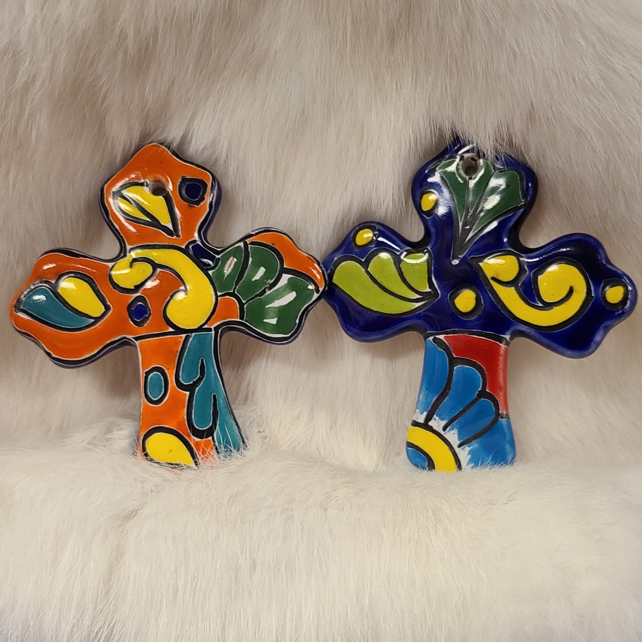 Talavera Ceramic Hand Painted Cross from Mexico