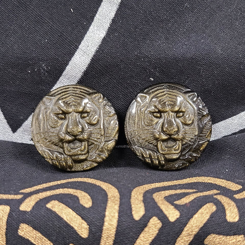 Gold Sheen Obsidian Round Lion Back Carving