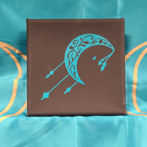 Lunar Love Moon Print in Teal on Black Canvas