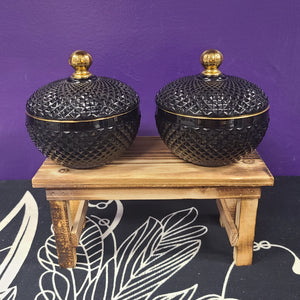 Black Trinket Box Round with lid