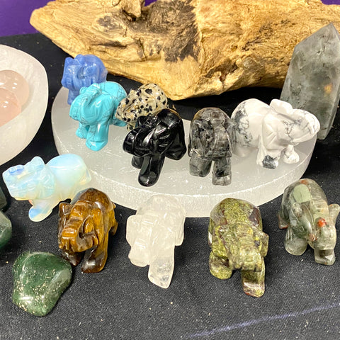 Carved Gemstone Elephants | Assorted | Small