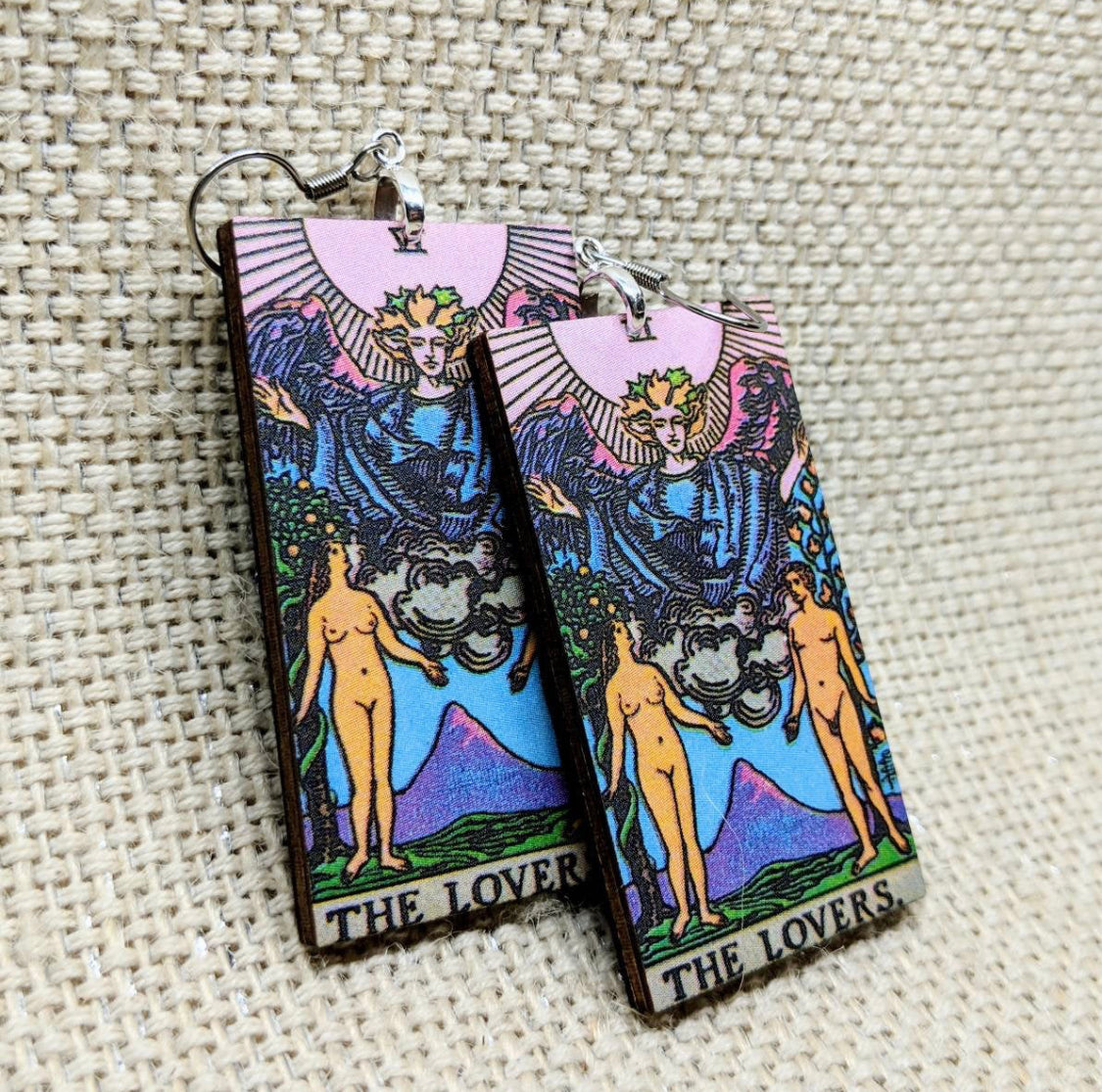 Tarot Card Earrings / The Lovers Earrings / Tarot Gift / Tarot Earrings / Hypoallergenic / Witch Jewelry / Rider Waite Deck