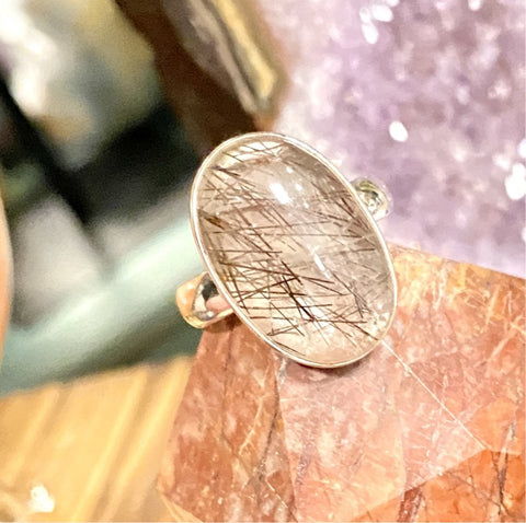 Tourmalated Quartz Sterling Silver Rings