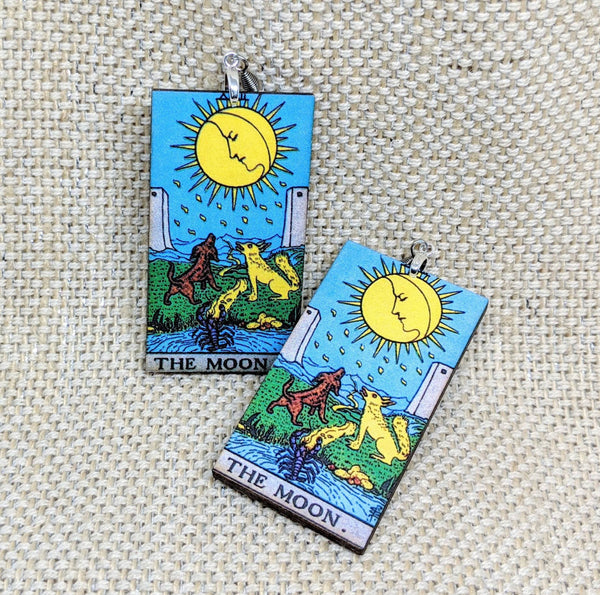 Tarot Card Earrings / The Moon Earrings / Tarot Gift / Tarot Earrings / Hypoallergenic / Witch Jewelry / Rider Waite Deck