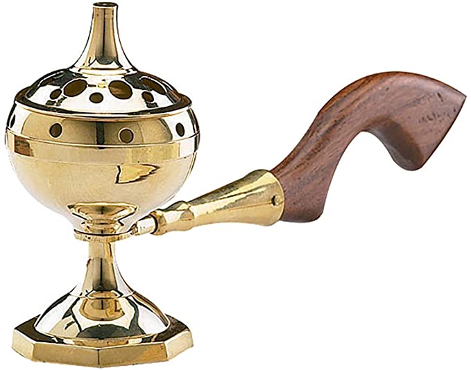 7 Inch Handled Brass Incense Burner
