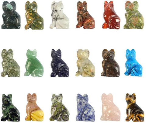 Gemstone Cat Carvings