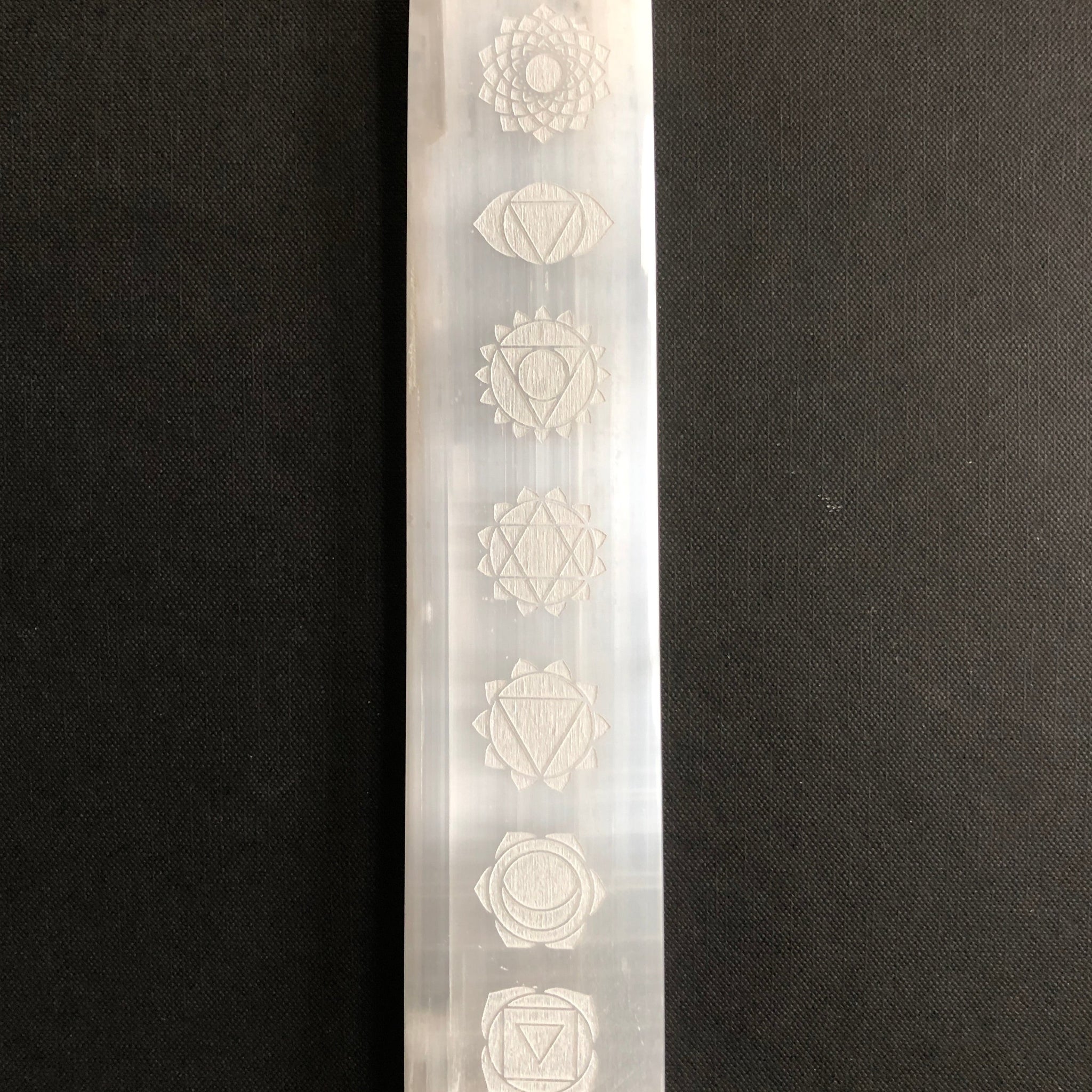 Selenite Platform Engraved Chakras