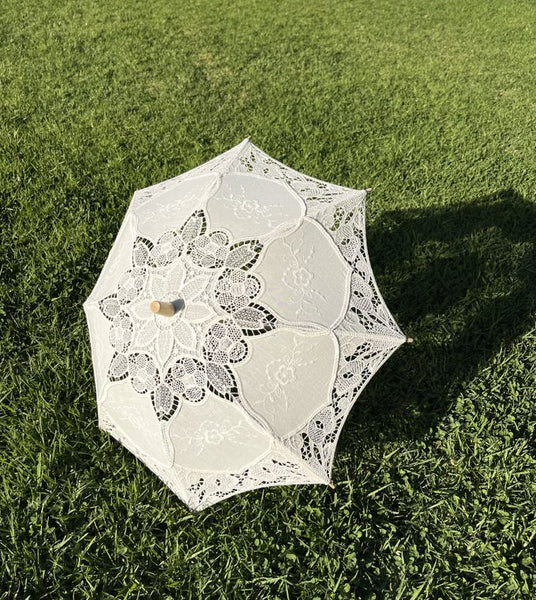 Battenberg Half Lace Cotton Fabric and Victorian Lace Parasol/Umbrella - Child/Girl Size
