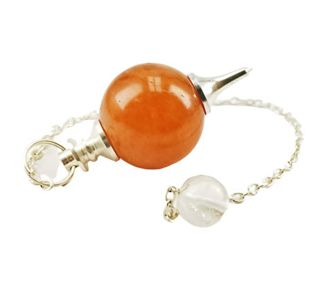 Red Aventurine Round Silver Pendulum