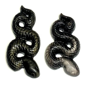 Sheen Obsidian Snake Carving - 3”