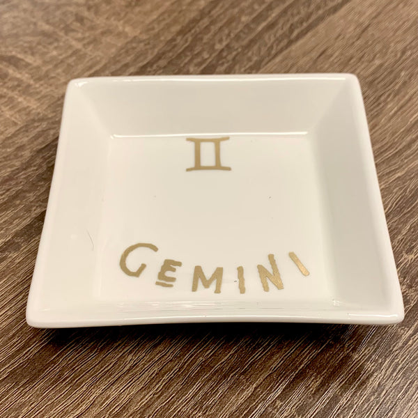 Trinket Dish Sqaure - Golden Zodiac with Sigil and Name