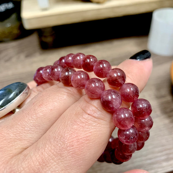 Tanzanian Strawberry Quartz Stackable Bracelet