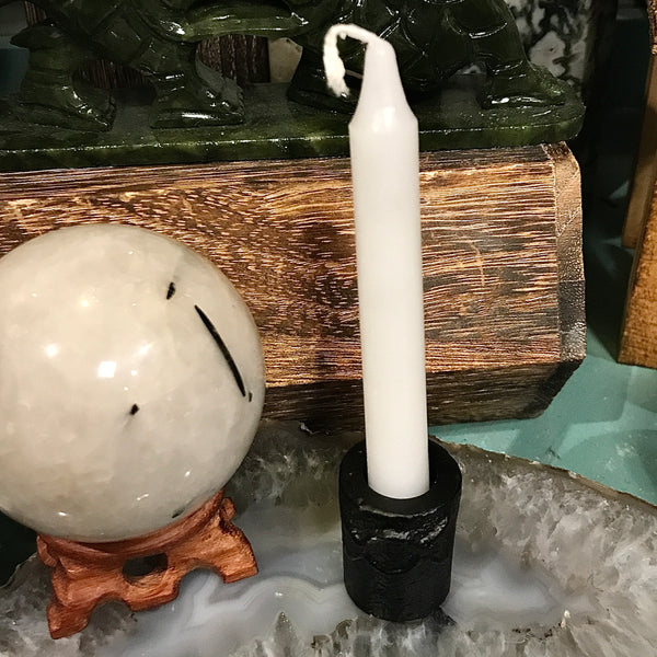 Cast Iron Black Chime Candle Holder with Triple Moon