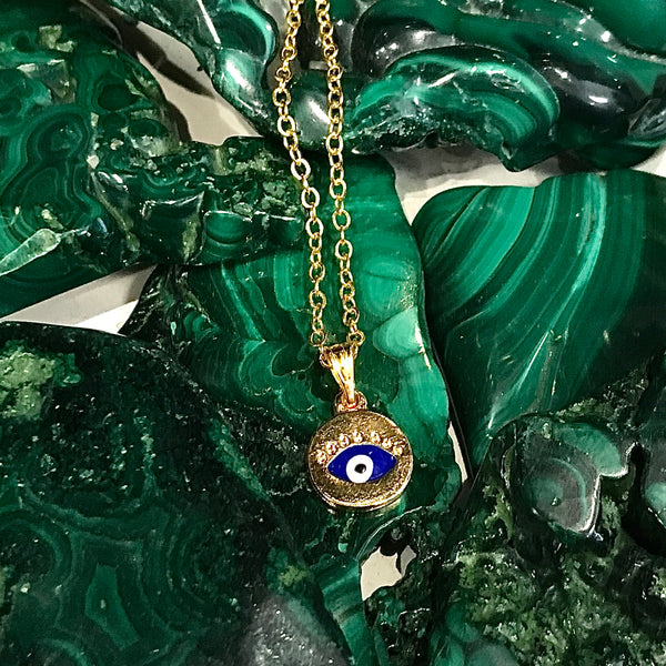 Petite Evil Eye Round Pendant On chain