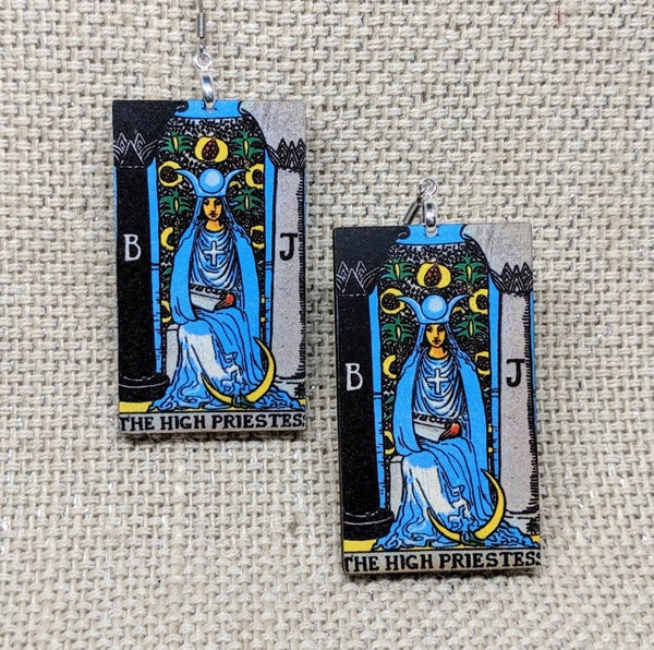 Tarot Card Earrings / The High Priestess Earrings / Tarot Gift / Tarot Earrings / Hypoallergenic / Witch Jewelry / Rider Waite Deck