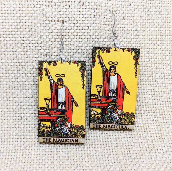 Tarot Card Earrings / The Magician Earrings / Tarot Gift / Tarot Earrings / Hypoallergenic / Witch Jewelry / Rider Waite Deck