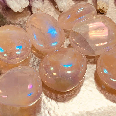 Aura Rose Quartz Palm Stone