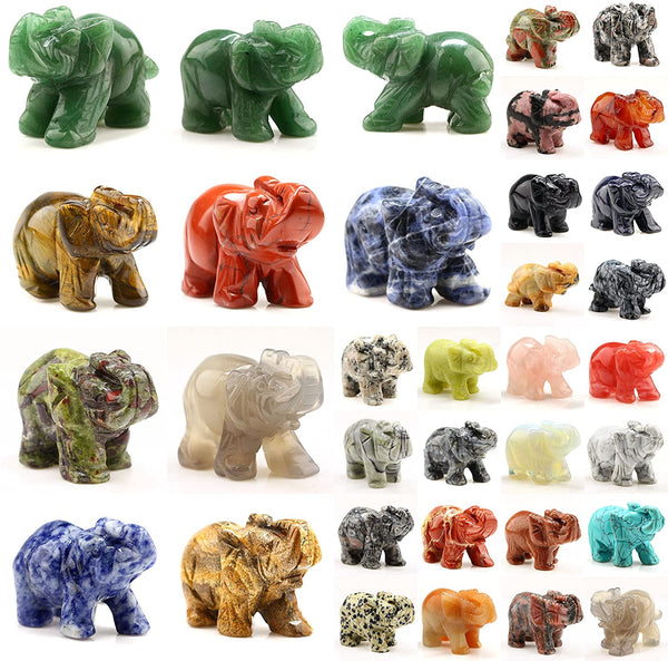 Carved Gemstone Elephants | Assorted | Small