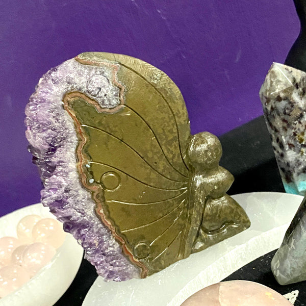 Amethyst Druzy Fairy Carving