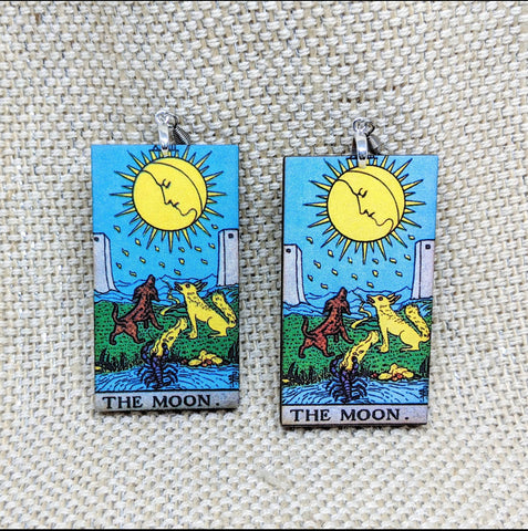 Tarot Card Earrings / The Moon Earrings / Tarot Gift / Tarot Earrings / Hypoallergenic / Witch Jewelry / Rider Waite Deck