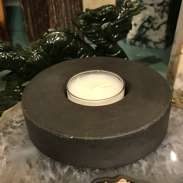 Tea Light Candle Charcoal Concrete Holder