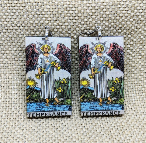 Tarot Card Earrings / Temperance Earrings / Tarot Gift / Tarot Earrings / Hypoallergenic / Witch Jewelry / Rider Waite Deck