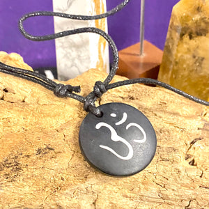 Om Symbol Black Pendant Cord Necklace
