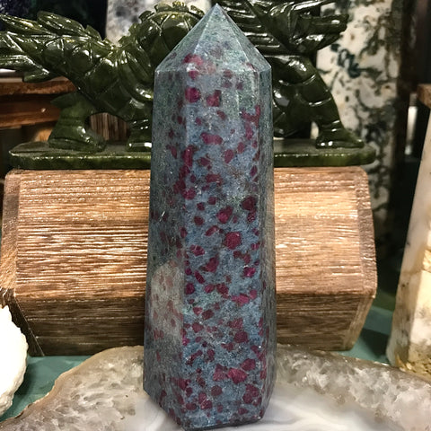 Ruby in Kyanite/Fuschite Generator Tower 5 Inch