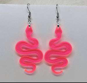 Fluorescent Snake Earrings