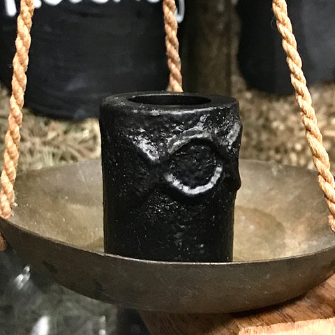 Cast Iron Black Chime Candle Holder with Triple Moon