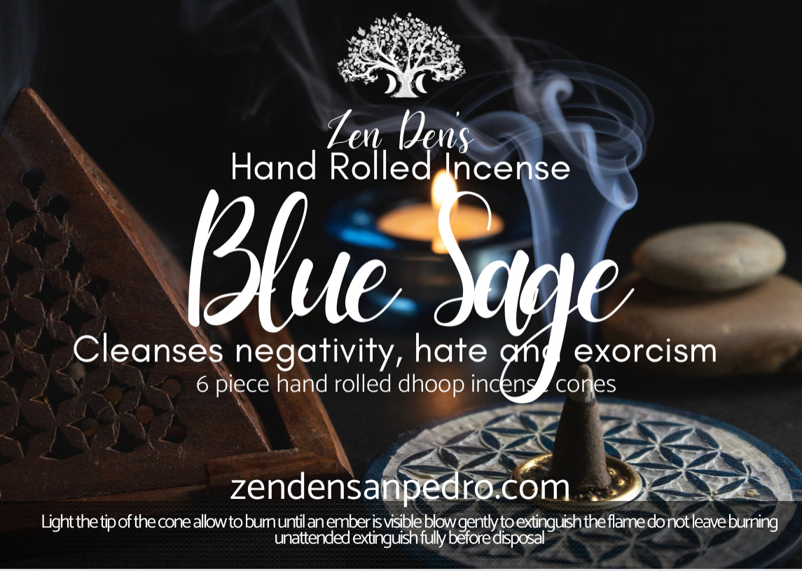 Blue Sage Hand Rolled Dhoop Incense Cones | 6 pc