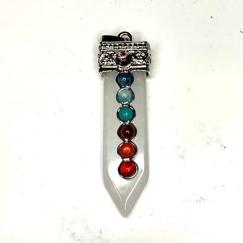 Quartz 7 Chakra Stone Dagger Pendant