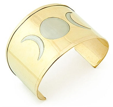 Brass Wide Triple Moon cuff bracelet