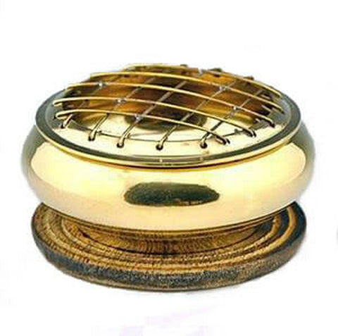 Brass Screen Cone And Resin Burner with Wood Tile