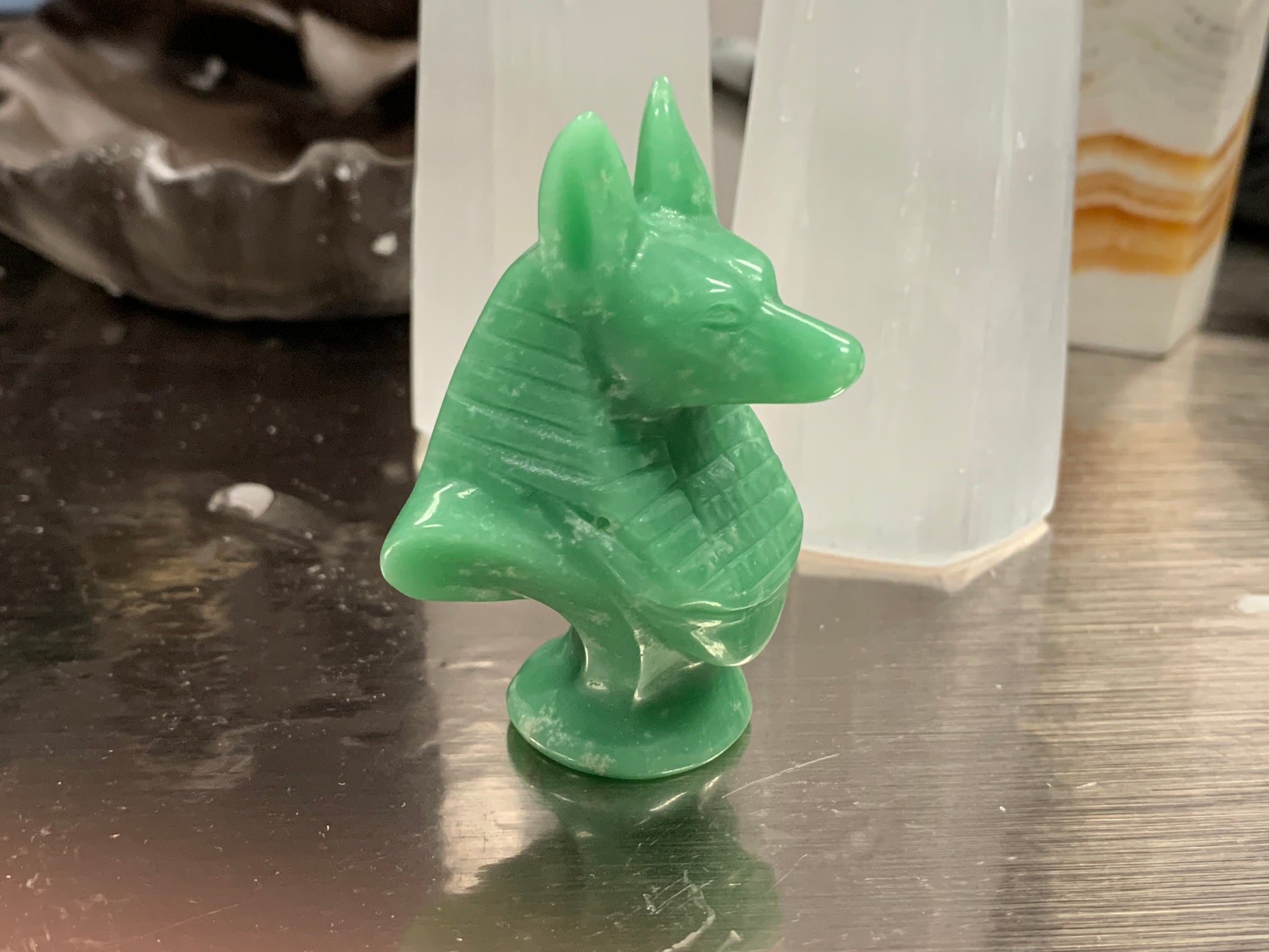 Green Jade Anubis Carving