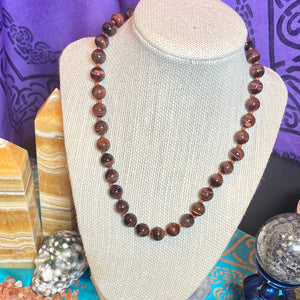 Red Tigers Eye Rosary Strung Style Necklace