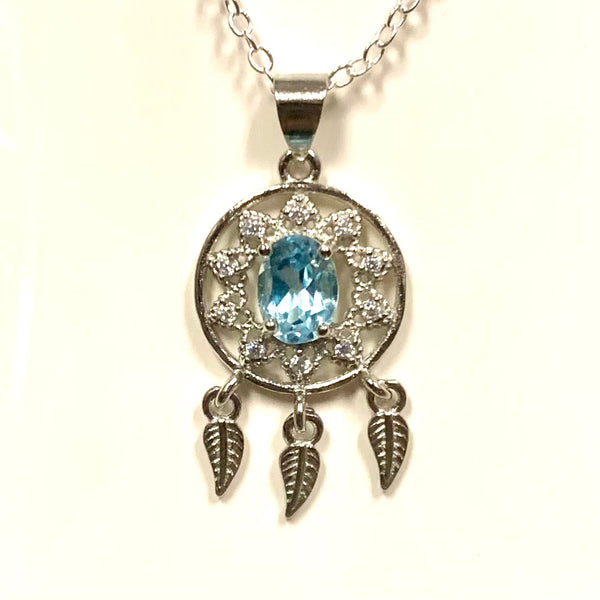 Dreamcatcher Pendant - Sterling Silver with Gemstone