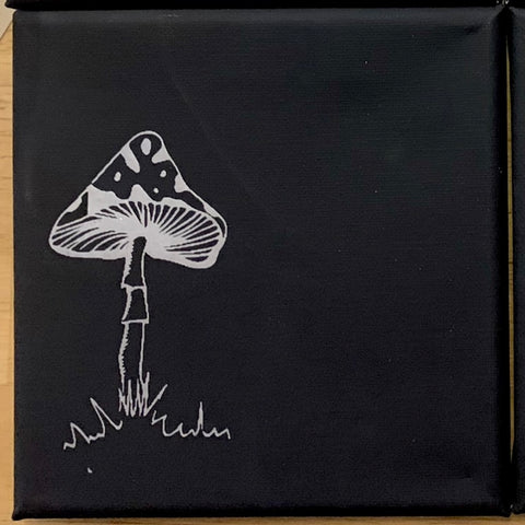 Mushroom Magic Print SIlver on Black Canvas