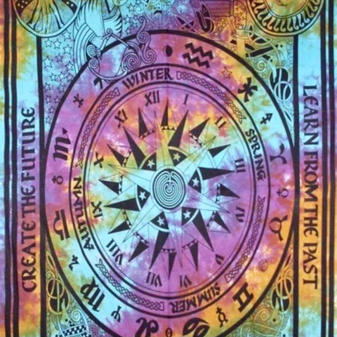 Wheel of the Past Present & Future Rainbow Tapestry