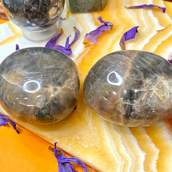 Black Moonstone Palm Stones