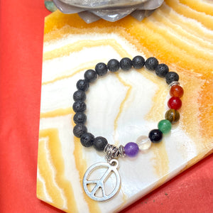 Chakra Gemstone Lava 4mm Stackable Stretch Bracelets with charms