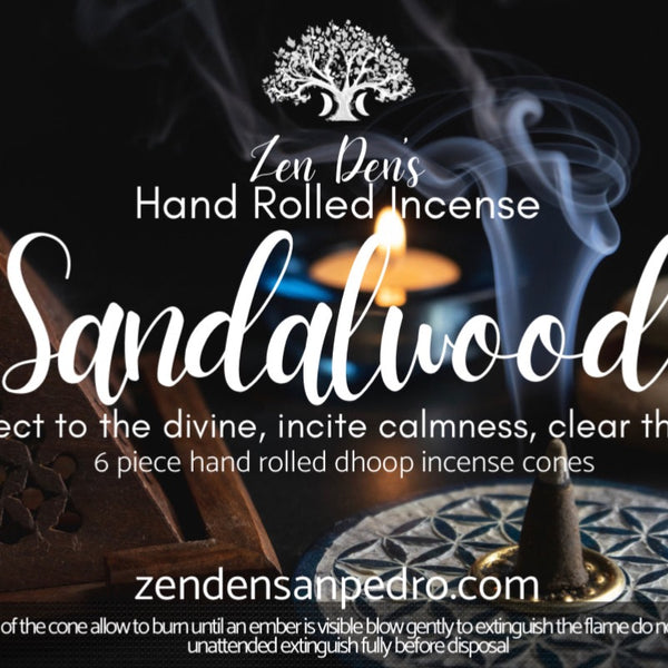 Sandalwood - 6 Piece Hand Rolled Dhoop Incense Cones