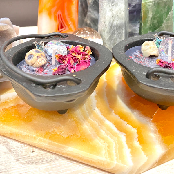 Witch Cauldron Crystal Candle