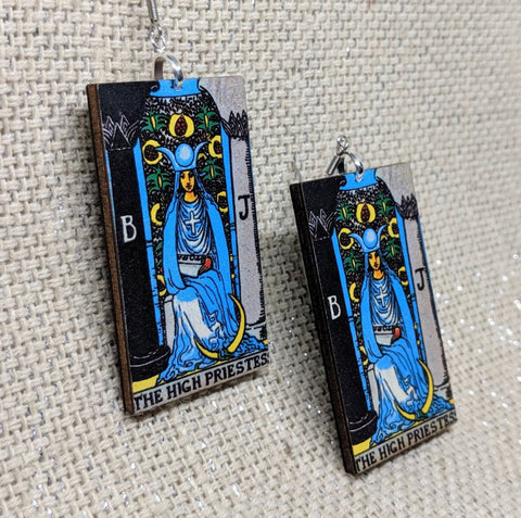 Tarot Card Earrings / The High Priestess Earrings / Tarot Gift / Tarot Earrings / Hypoallergenic / Witch Jewelry / Rider Waite Deck