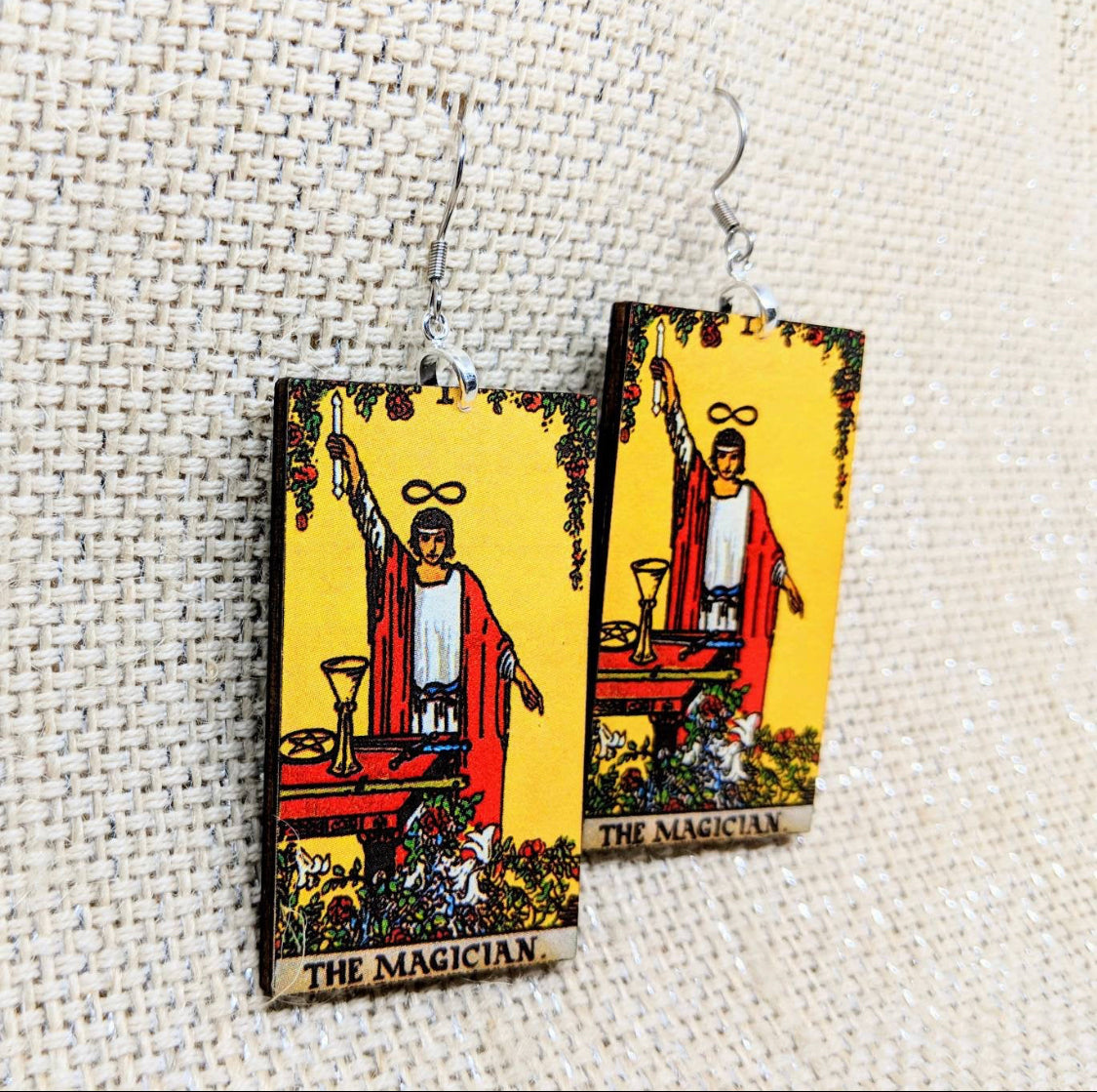 Tarot Card Earrings / The Magician Earrings / Tarot Gift / Tarot Earrings / Hypoallergenic / Witch Jewelry / Rider Waite Deck