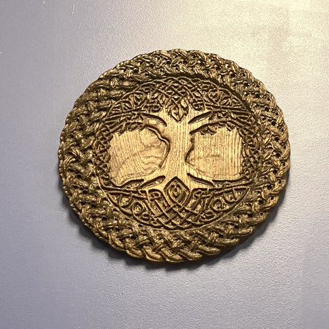 Banyan Tree of Life Round Wall Hanging Carving 16 Inches