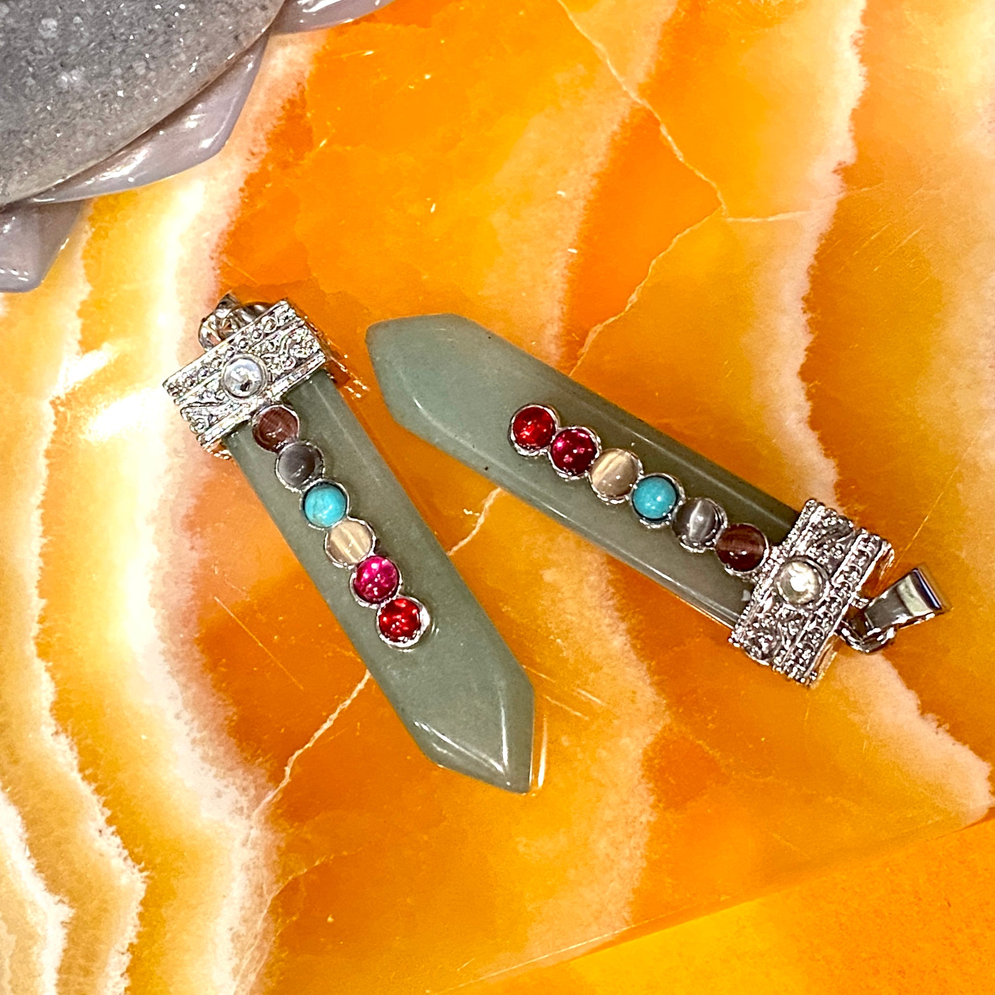 Chakra Dagger Style Gemstone Pendant