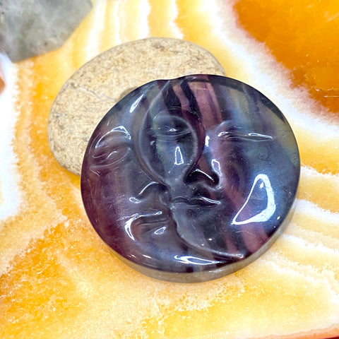 Fluorite Celestial Sun Moon Carving